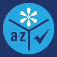 Image of HelpNow Logo with blue background and light blue circle in middle containing a six pettled flower,